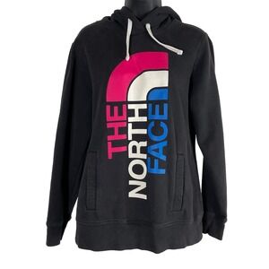 The‎ North Face Women's Size Large Black w/Spell out Pullover Hoodie Sweatshirt
